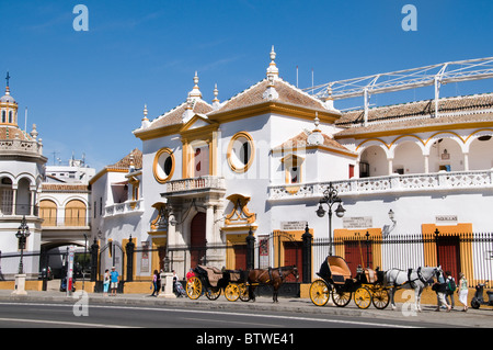 The Plaza de Toros de la Real Maestranza de Caballería de Sevilla is the oldest bullring in Spain  Andalusia Stock Photo