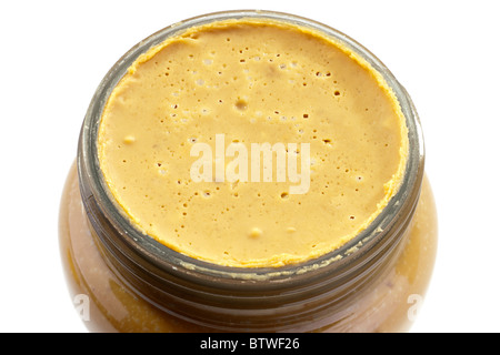 Peanut butter inside a jar Stock Photo