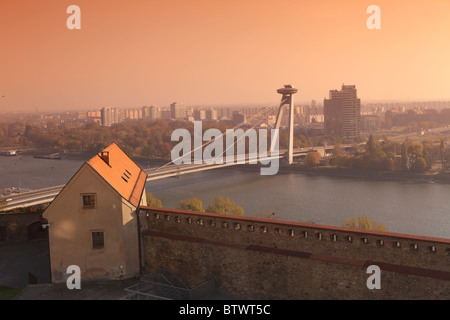 Novy Most bridge over the Danube river, Bratislava, Slovakia Stock Photo