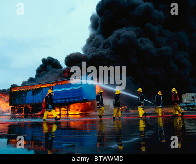 Howth, Co Dublin, Ireland; Container Blaze On The Back Of A Lorry Stock Photo