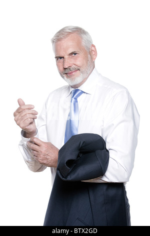caucasian senior businessman portrait dressing isolated studio on white background Stock Photo