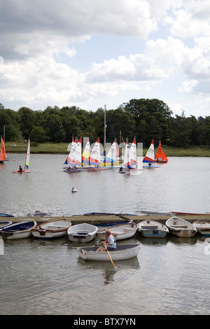 A sailing club regatta on the River Deben in Suffolk, UK. Stock Photo