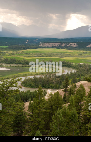 Overview of Columbia Wetlands, at a viewpoint on British Columbia Highway 95 north of Invermere Stock Photo