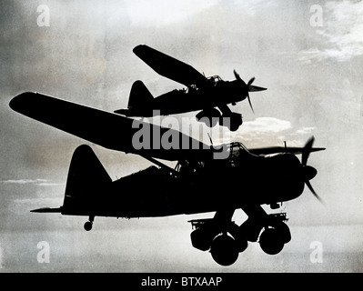 The Lysander used as artillery spotter planes or fitted with racks to carry small bombs, food, water or ammunition containers Stock Photo
