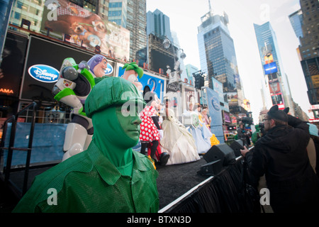Actors portraying various Disney characters at the opening ceremony of the Disney Store in Times Square in New York Stock Photo
