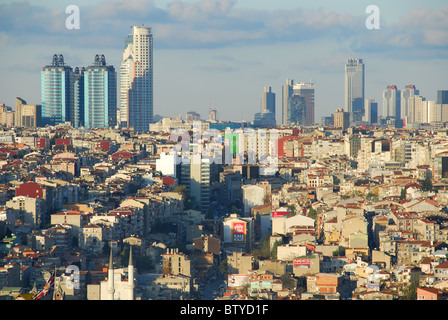 ISTANBUL, TURKEY. An evening view over Beyoglu towards the business and financial districts of Sisli and Levent. 2010. Stock Photo