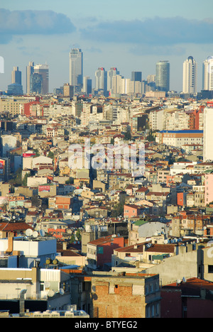 ISTANBUL, TURKEY. An evening view over Beyoglu towards the business and financial districts of Sisli and Levent. 2010. Stock Photo