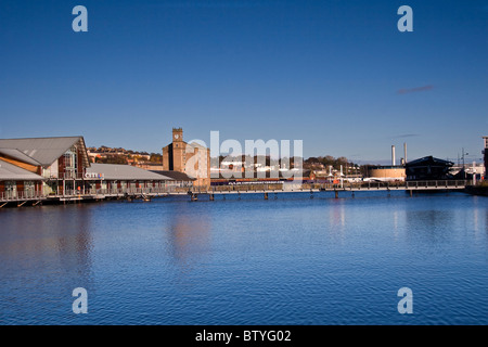 Reflections on the water at the City Quay on Victoria Docks in Dundee,UK Stock Photo