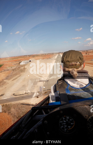 Alexander Schleicher ASK13 two seat training glider of the Crusaders Gliding Club preparing to land at Kingsfield airstrip Dhekelia, Cyprus. The view . Stock Photo