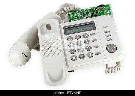 Cracked isolated telephone Stock Photo