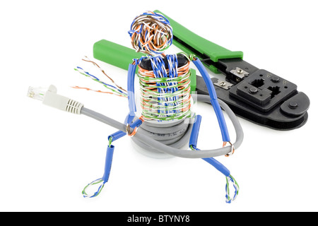Twisted man with a  cable Stock Photo