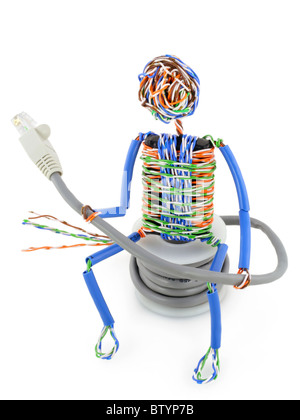 Twisted man with a  cable Stock Photo