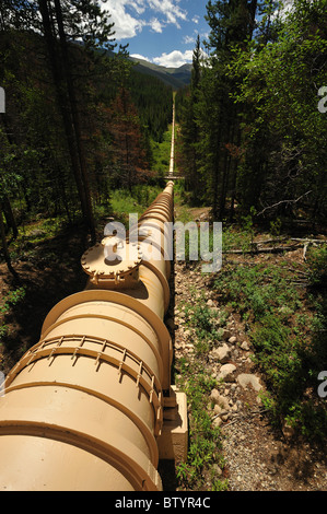 Water Diversion pipeline, Fraser River basin, Fraser, Colorado Stock Photo