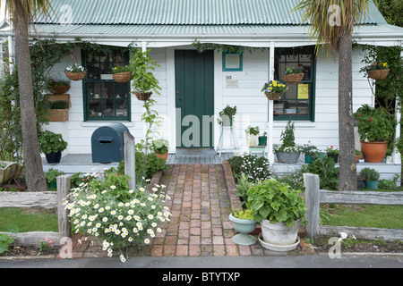 Sallys Antiques ( Cabbage Tree Cottage ), Main Street, Greytown, Wairarapa, North Island, New Zealand Stock Photo