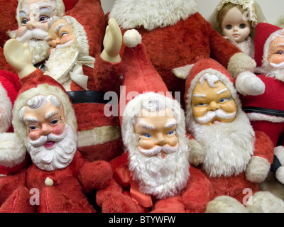 Antique Santa dolls on display Stock Photo