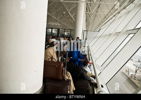 Waiting lounge in Addis Ababa airport in Ethiopia. Stock Photo