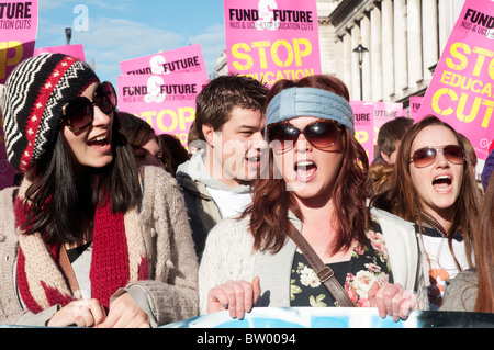 Students and lecturers demonstrate against proposed increase in tuition fees. November 10th 2010 Stock Photo