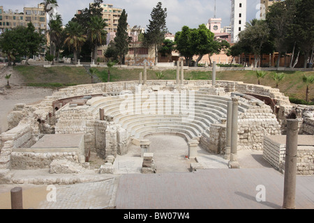 The Roman theatre is located in the modern area of Kom El-Dikaa of Alexandria, Egypt. Dating from the 2nd century A.D. Stock Photo