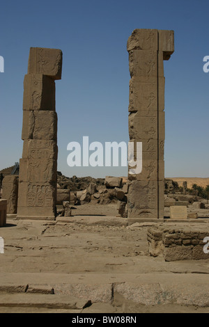 Columns in the ancient city of Abu, situated on Elephantine Island, Aswan, Egypt Stock Photo