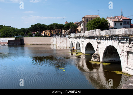 Ponte di Tiberio, Rimini, Emilia-Romagna, Italy Stock Photo