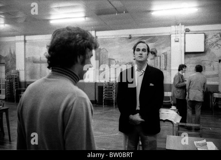 The cast of Monty Python's Flying Circus during rehearsals in Acton Working Mens Club in October 1970 Stock Photo