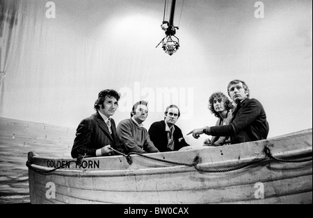 The cast of Monty Python's Flying Circus  in the BBC studio in October 1970 Stock Photo