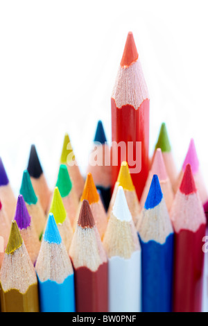 Image of several rows of colorful pencils Stock Photo