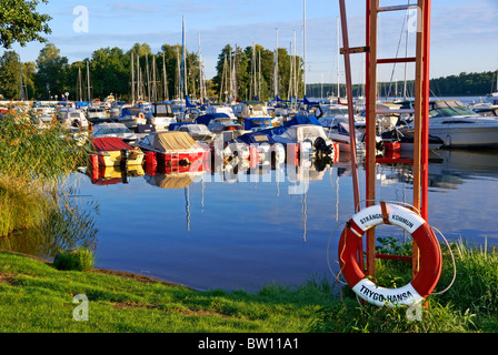 Sweden. Small boat marina on lake Malaren in Strangnas. Stock Photo