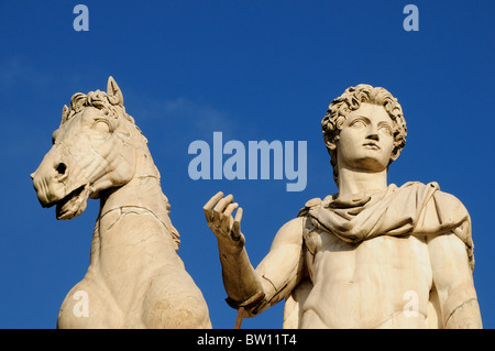 Statue of Castor, Palazzo Senatorio, Piazza Campidoglio Stock Photo