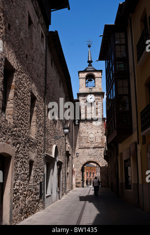 Street ' Calle del reloj' in the Ponferrada city center Stock Photo
