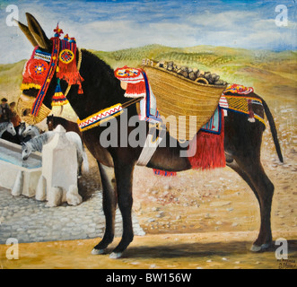 Spanish Spain Donkey antique shop painting Antequera Stock Photo
