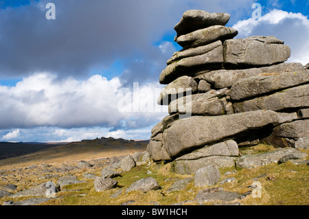 Granite tor on Dartmoor, Devon UK