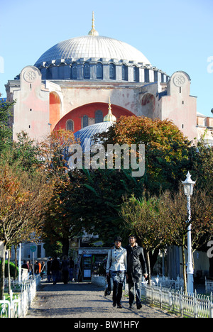 ISTANBUL, TURKEY. A young couple walking near Haghia Sophia in Sultanahmet district. 2010. Stock Photo