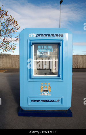 Programme booth at Manchester City Football Club UK Stock Photo - Alamy