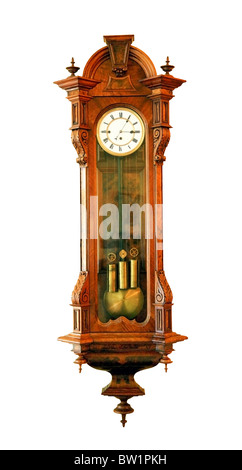 Antique clock isolated on white Stock Photo
