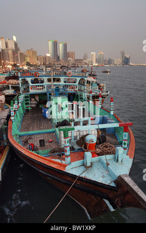 A boat moored at the Dubai Creek, United Arab Emirates Stock Photo