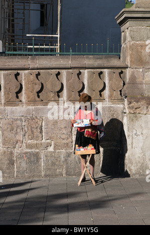 Woman selling cigarettes, Historic Center, Quito, Ecuador. Stock Photo