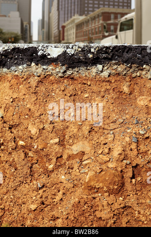 broken city road excavation earthquake cross section Stock Photo