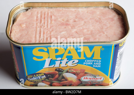 Spam lite chopped pork and ham Stock Photo