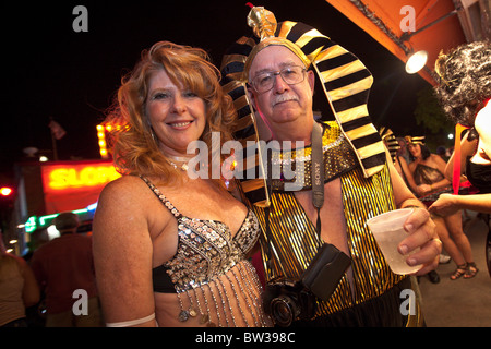 Costumed revelers during Fantasy Fest halloween parade in Key West, Florida. Stock Photo