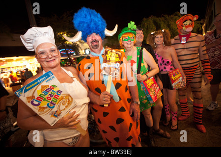 Costumed revelers during Fantasy Fest halloween parade in Key West, Florida. Stock Photo