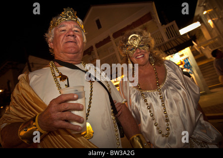 Costumed revelers during Fantasy Fest halloween parade in Key West, Florida. Stock Photo