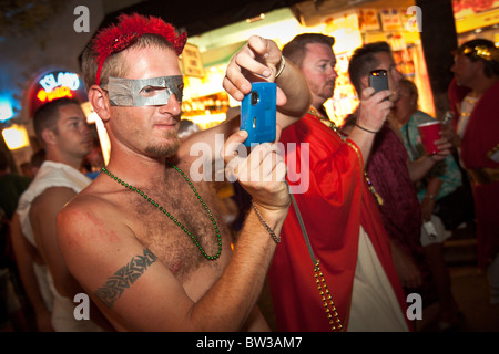 Costumed revelers during Fantasy Fest halloween parade in Key West, Florida. Stock Photo