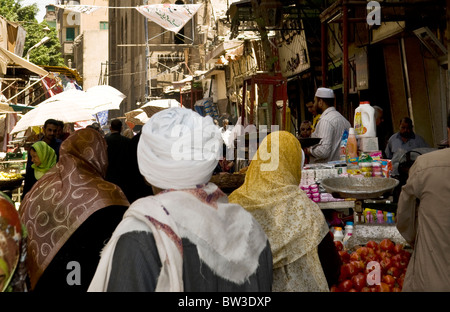 The old narrow market streets of Khan El Khalili in Cairo, Egypt. Stock Photo