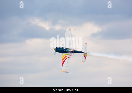 Patty Wagstaff flying her Extra 300S during a performance in air show at NAS Jacksonville, Florida Stock Photo