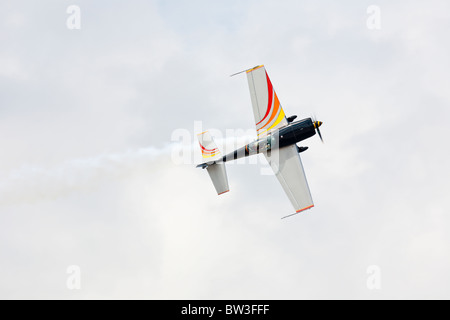 Patty Wagstaff flying her Extra 300S during a performance in air show at NAS Jacksonville, Florida Stock Photo