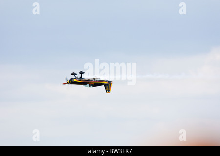 Patty Wagstaff flying her Extra 300S during a performance in air show at NAS Jacksonville, Florida Stock Photo