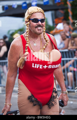 Costumed revelers during Fantasy Fest halloween parade in Key West, Florida. Stock Photo