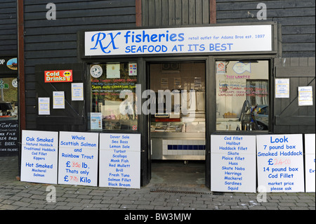 RX Fisheries seafood and wet fish shop in Hastings old town East Sussex UK Stock Photo