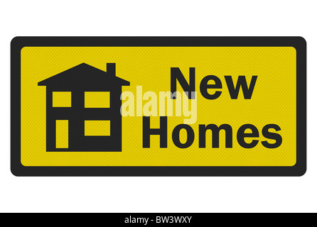 'New Homes' photo realistic metaillic, reflective sign, isolated on white Stock Photo
